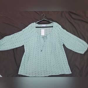New Directions Light Green Blouse